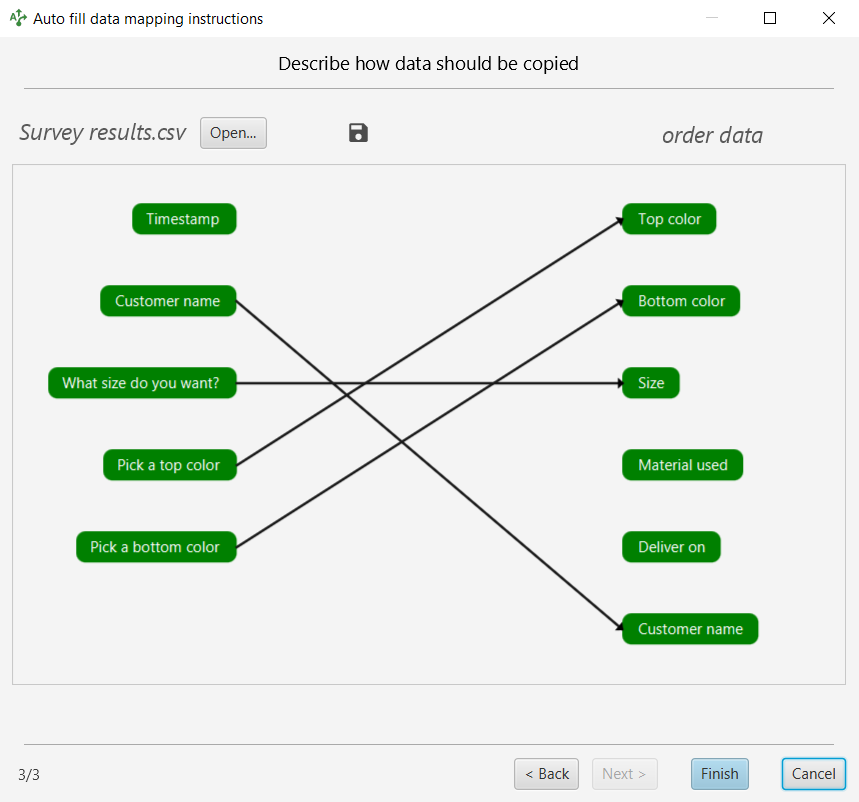 Full data mapping panel